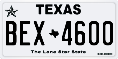 TX license plate BEX4600