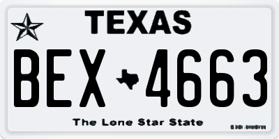 TX license plate BEX4663