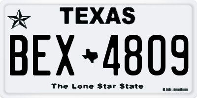 TX license plate BEX4809