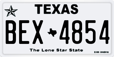 TX license plate BEX4854
