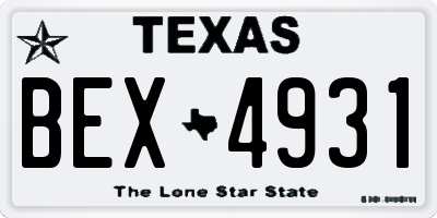 TX license plate BEX4931