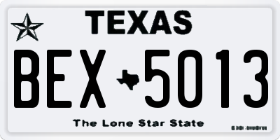 TX license plate BEX5013