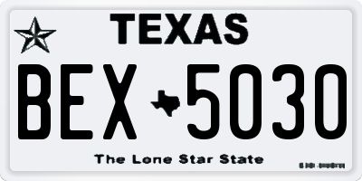 TX license plate BEX5030