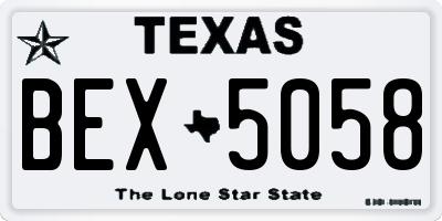 TX license plate BEX5058