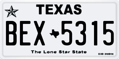 TX license plate BEX5315