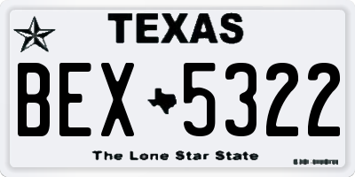 TX license plate BEX5322