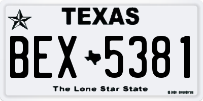 TX license plate BEX5381