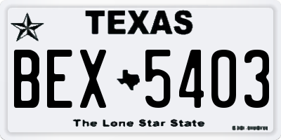 TX license plate BEX5403