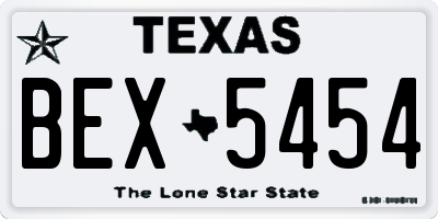 TX license plate BEX5454