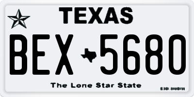 TX license plate BEX5680