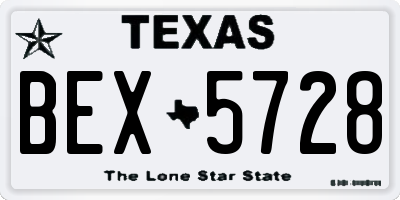 TX license plate BEX5728