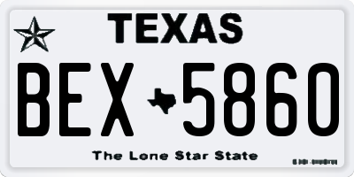 TX license plate BEX5860