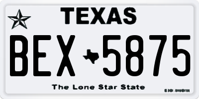TX license plate BEX5875