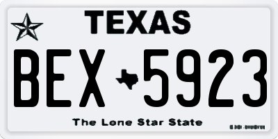 TX license plate BEX5923