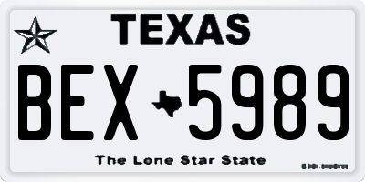 TX license plate BEX5989