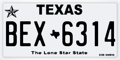 TX license plate BEX6314