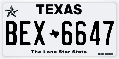 TX license plate BEX6647