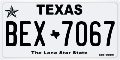TX license plate BEX7067
