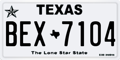 TX license plate BEX7104