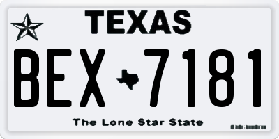 TX license plate BEX7181