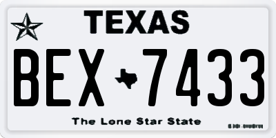 TX license plate BEX7433