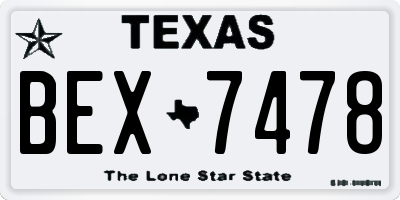 TX license plate BEX7478