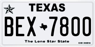 TX license plate BEX7800