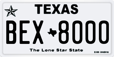 TX license plate BEX8000