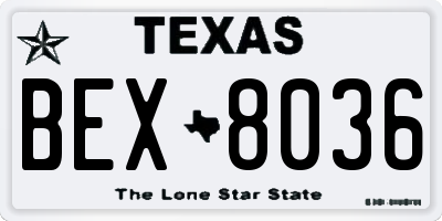 TX license plate BEX8036