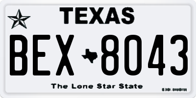 TX license plate BEX8043