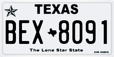TX license plate BEX8091