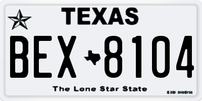 TX license plate BEX8104