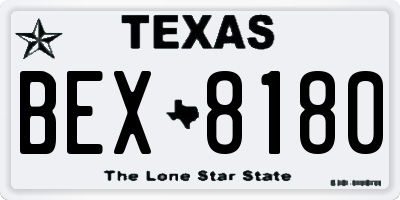 TX license plate BEX8180