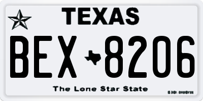 TX license plate BEX8206