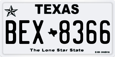 TX license plate BEX8366