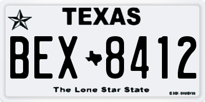 TX license plate BEX8412