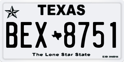 TX license plate BEX8751