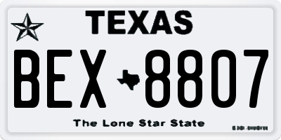 TX license plate BEX8807
