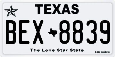 TX license plate BEX8839