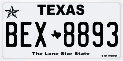 TX license plate BEX8893