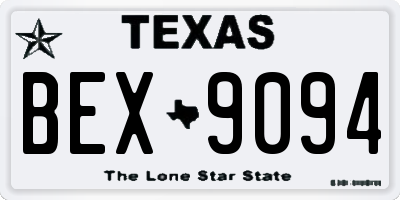 TX license plate BEX9094