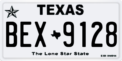 TX license plate BEX9128