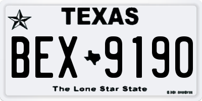 TX license plate BEX9190
