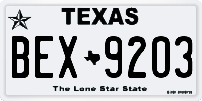 TX license plate BEX9203