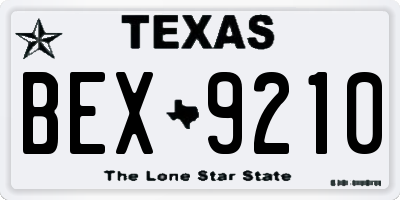 TX license plate BEX9210