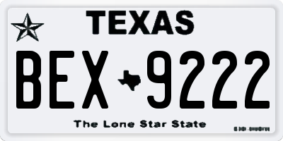 TX license plate BEX9222