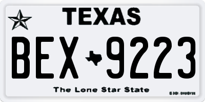 TX license plate BEX9223