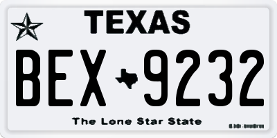 TX license plate BEX9232