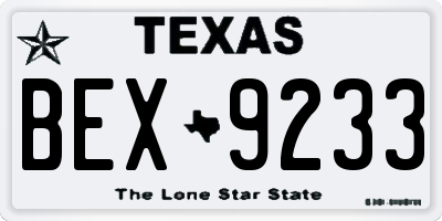 TX license plate BEX9233