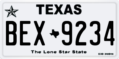 TX license plate BEX9234